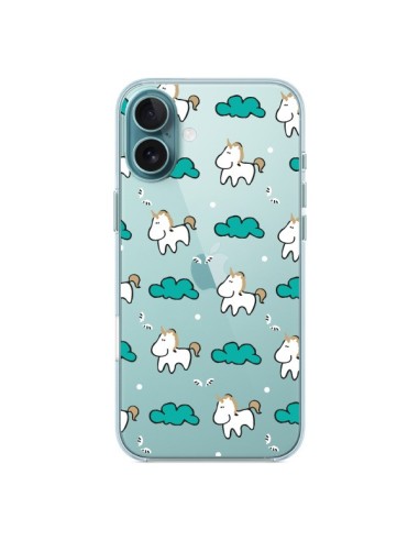 Cover iPhone 16 Plus Unicorno e Nuvole Trasparente - Nico