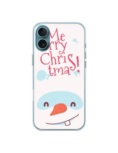 Coque iPhone 16 Plus Bonhomme de Neige Merry Christmas Noël - Nico