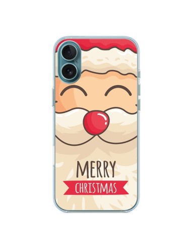 Coque iPhone 16 Plus Moustache du Père Noël Merry Christmas - Nico