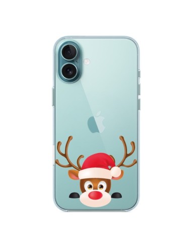 Coque iPhone 16 Plus Renne de Noël transparente - Nico