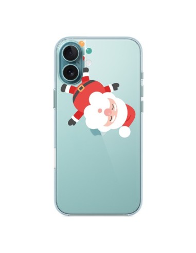 Coque iPhone 16 Plus Père Noël et sa Guirlande transparente - Nico