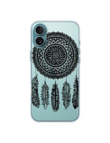 Coque iPhone 16 Plus Mandala attrape rêve noir et blanc transparente - Nico