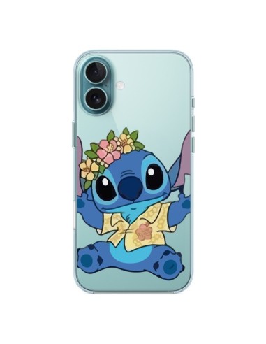 Coque iPhone 16 Plus Stitch de Lilo et Stitch Aloha transparente - Nico