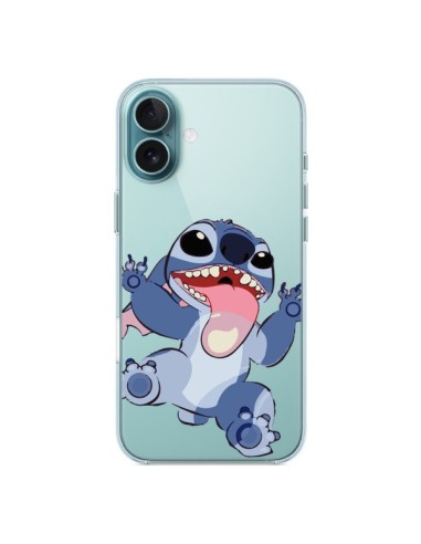 Coque iPhone 16 Plus Mini Stitch de Lilo et Stitch Langue transparente - Nico