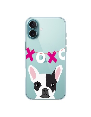 Coque iPhone 16 Plus Bulldog Français XoXo Chien Transparente - Pet Friendly