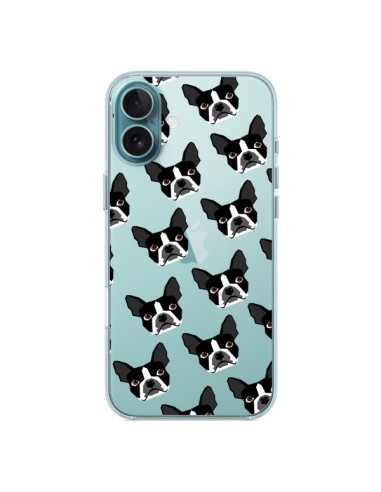 Coque iPhone 16 Plus Chiens Boston Terrier Transparente - Pet Friendly