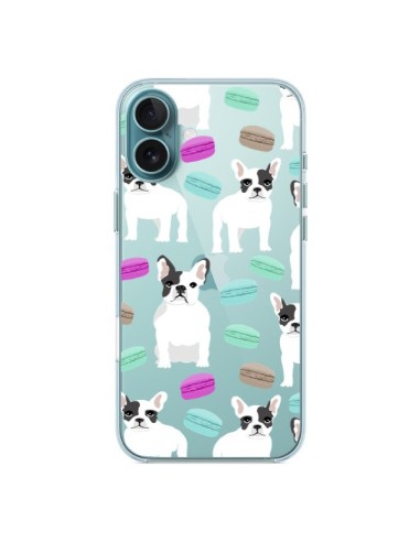 Coque iPhone 16 Plus Chiens Bulldog Français Macarons Transparente - Pet Friendly