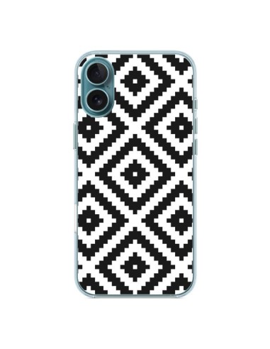 Coque iPhone 16 Plus Diamond Chevron Black and White - Pura Vida