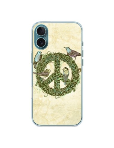 Coque iPhone 16 Plus Peace And Love Nature Oiseaux - Rachel Caldwell