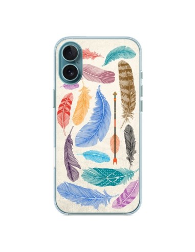 Coque iPhone 16 Plus Feather Plumes Multicolores - Rachel Caldwell