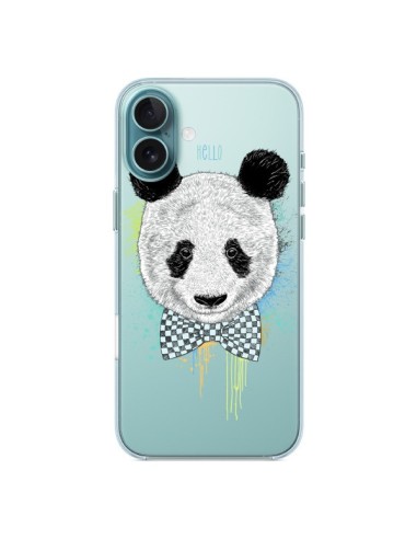 Coque iPhone 16 Plus Panda Noeud Papillon Transparente - Rachel Caldwell