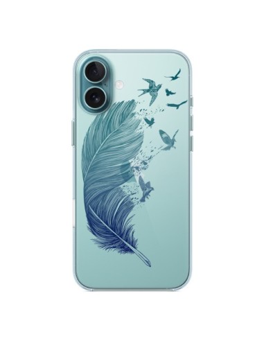 Coque iPhone 16 Plus Plume Feather Fly Away Transparente - Rachel Caldwell