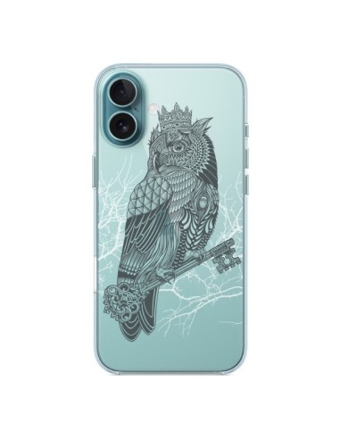 Coque iPhone 16 Plus Owl King Chouette Hibou Roi Transparente - Rachel Caldwell