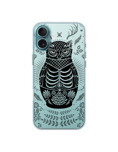 Coque iPhone 16 Plus Owl Chouette Hibou Squelette Transparente - Rachel Caldwell