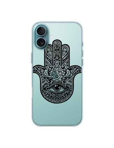 Coque iPhone 16 Plus Hamsa Cinq Doigts Main Mauvais Oeil Transparente - Rachel Caldwell