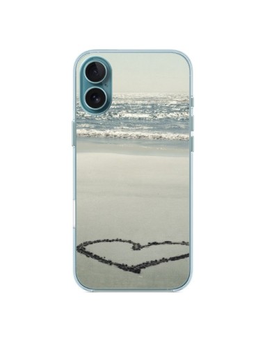 Coque iPhone 16 Plus Coeoeur Plage Beach Mer Sea Love Sable Sand - R Delean