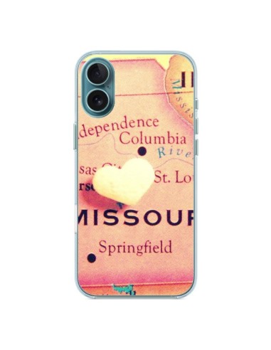 Coque iPhone 16 Plus Carte Map Missouri Coeoeur - R Delean