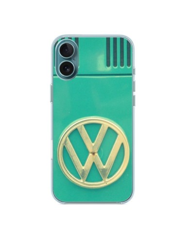 Coque iPhone 16 Plus Groovy Van Hippie VW Bleu - R Delean