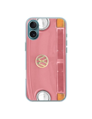 Coque iPhone 16 Plus Groovy Van Hippie VW Rose - R Delean