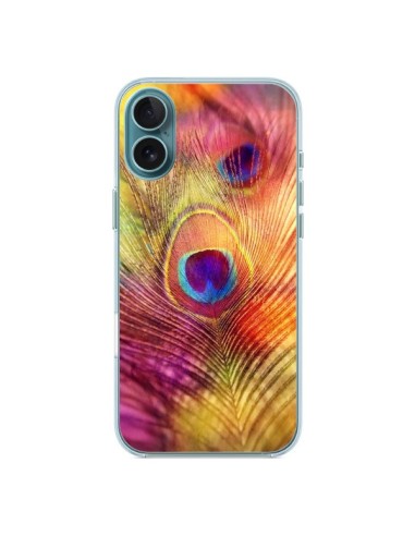 Coque iPhone 16 Plus Plume de Paon Multicolore - Sylvia Cook