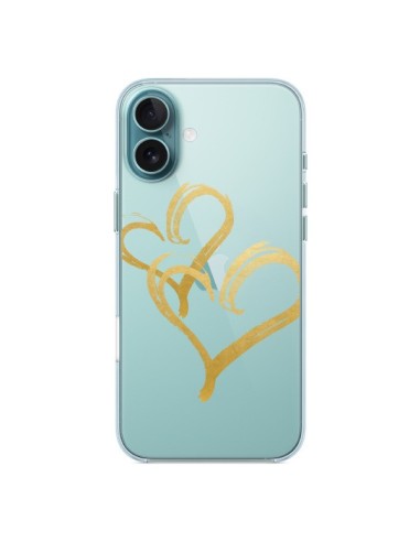 Coque iPhone 16 Plus Deux Coeurs Love Amour Transparente - Sylvia Cook