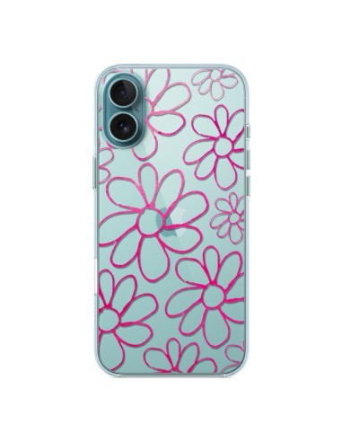 Coque iPhone 16 Plus Flower Garden Pink Fleur Transparente - Sylvia Cook