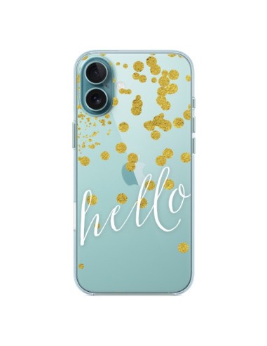 Coque iPhone 16 Plus Hello, Bonjour Transparente - Sylvia Cook