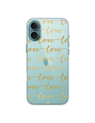 Coque iPhone 16 Plus Love Amour Repeating Transparente - Sylvia Cook