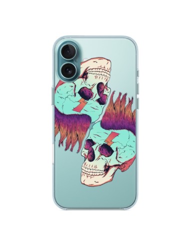 Cover iPhone 16 Plus Teschio Punk Doppio Trasparente - Victor Vercesi