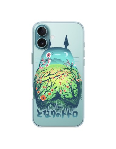 Coque iPhone 16 Plus Totoro Manga Flower Transparente - Victor Vercesi