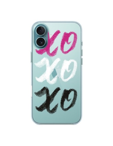 Coque iPhone 16 Plus XoXo Rose Blanc Noir Transparente - Yohan B.