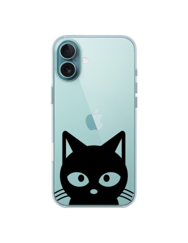 Coque iPhone 16 Plus Tête Chat Noir Cat Transparente - Yohan B.