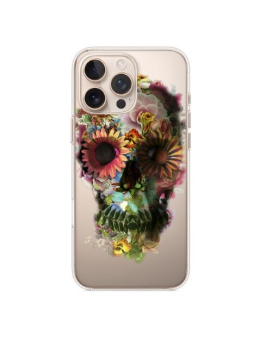 Coque iPhone 16 Pro Max Skull Flower Tête de Mort Transparente - Ali Gulec