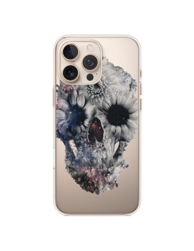 Coque iPhone 16 Pro Max Floral Skull Tête de Mort Transparente - Ali Gulec