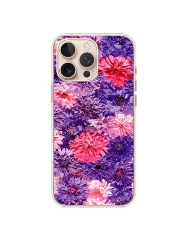 Coque iPhone 16 Pro Max Fleurs Violettes Flower Storm - Asano Yamazaki