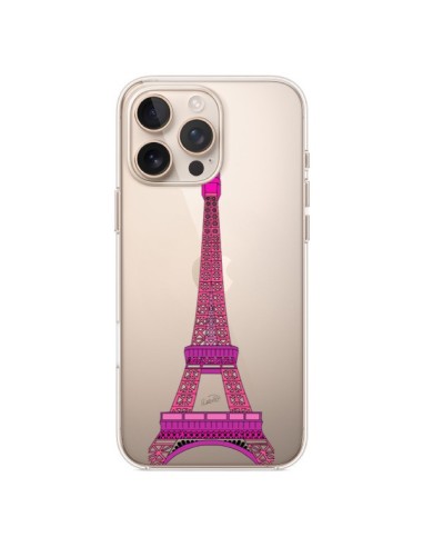 Coque iPhone 16 Pro Max Tour Eiffel Rose Paris Transparente - Asano Yamazaki