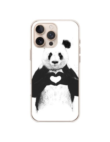 Coque iPhone 16 Pro Max Panda Amour All you need is love - Balazs Solti