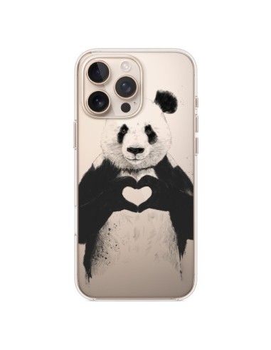 Coque iPhone 16 Pro Max Panda All You Need Is Love Transparente - Balazs Solti