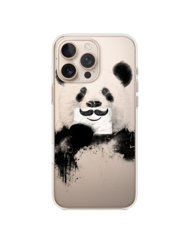 Coque iPhone 16 Pro Max Funny Panda Moustache Transparente - Balazs Solti