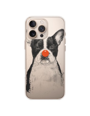 Coque iPhone 16 Pro Max Clown Bulldog Dog Chien Transparente - Balazs Solti