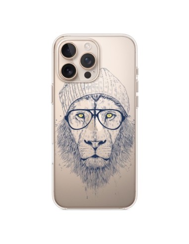 Coque iPhone 16 Pro Max Cool Lion Swag Lunettes Transparente - Balazs Solti