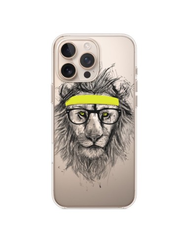 Coque iPhone 16 Pro Max Hipster Lion Transparente - Balazs Solti