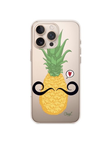 Coque iPhone 16 Pro Max Ananas Moustache Transparente - Chapo