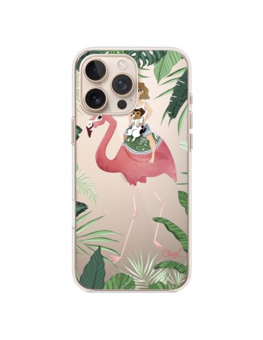 Coque iPhone 16 Pro Max Lolo Love Flamant Rose Chien Transparente - Chapo