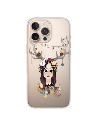 Coque iPhone 16 Pro Max Christmas Girl Femme Noel Bois Cerf Transparente - Chapo