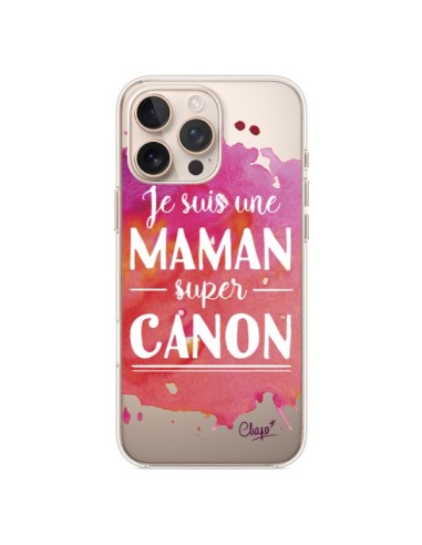 Cover iPhone 16 Pro Max Sono una Mamma Super Rosa Trasparente - Chapo