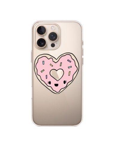 Coque iPhone 16 Pro Max Donuts Heart Coeur Rose Transparente - Claudia Ramos