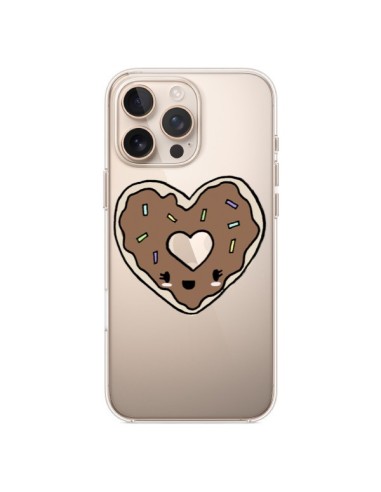 Coque iPhone 16 Pro Max Donuts Heart Coeur Chocolat Transparente - Claudia Ramos