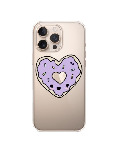 Coque iPhone 16 Pro Max Donuts Heart Coeur Violet Transparente - Claudia Ramos