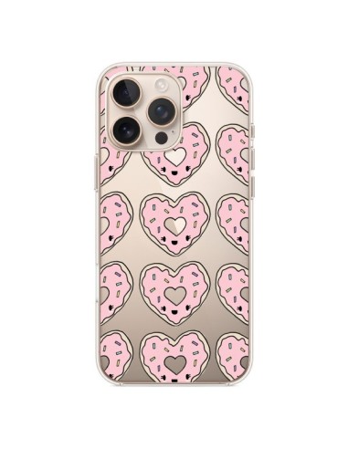 Coque iPhone 16 Pro Max Donuts Heart Coeur Rose Pink Transparente - Claudia Ramos